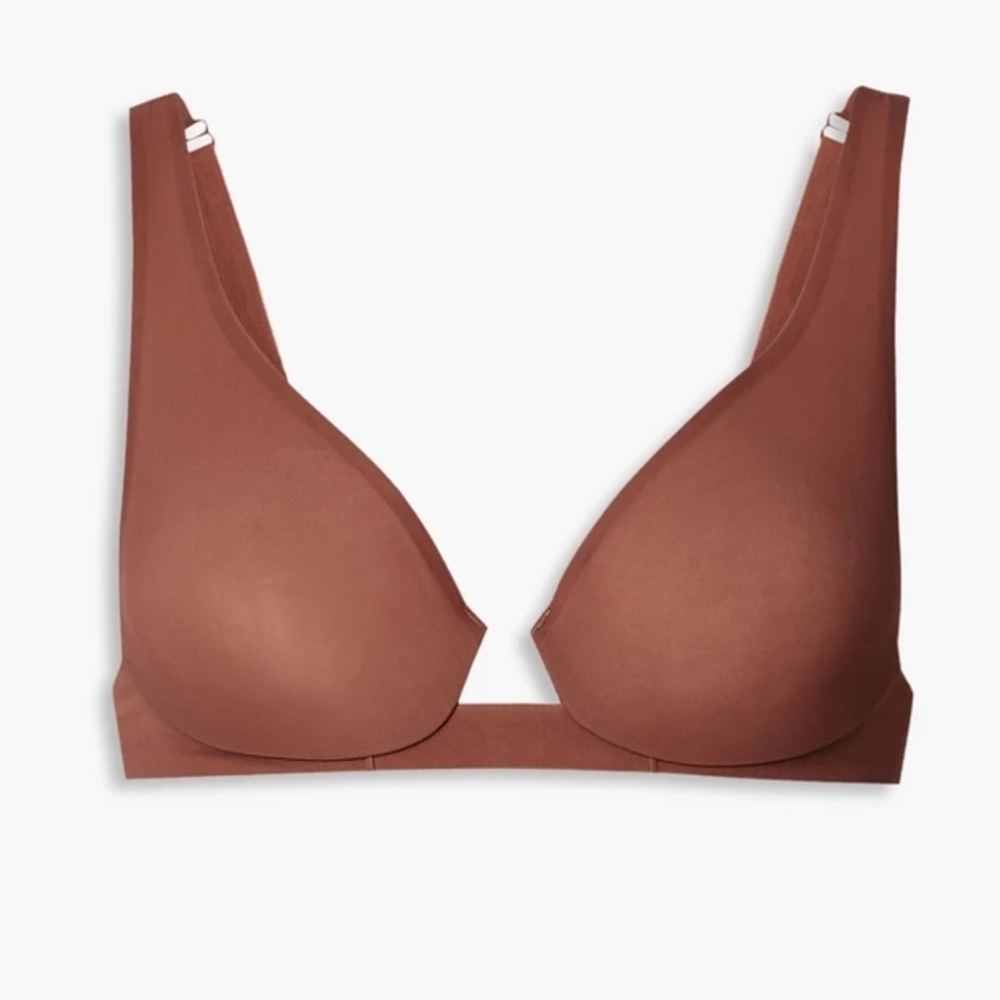 SKIMS Naked stretch-mesh underwired plunge bra Size 36A